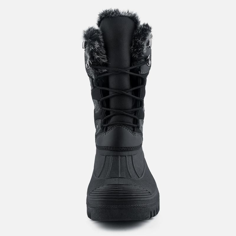 Knixmax Women's Snow Boots Black Waterproof Sole Fur Lined Winter Boots - Knixmax