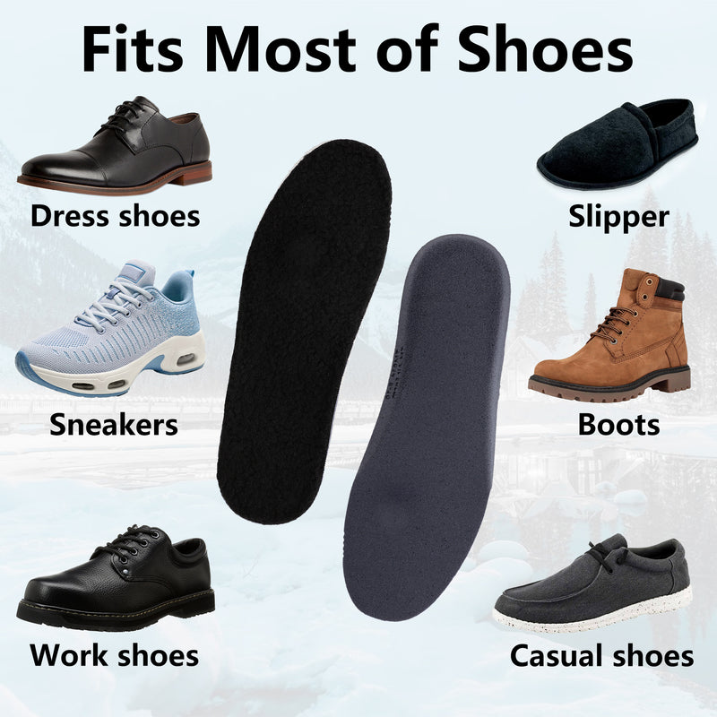 TIESTRA Lammfell Sohle Thermo Einlegesohlen Winter Warm Lammfellsohlen Thermosohlen Merino Wolle Wärmende Schuheinlagen Dicke Atmungsaktiv Weich Wollfilz Einlagen für Gummistiefel und Wintersch