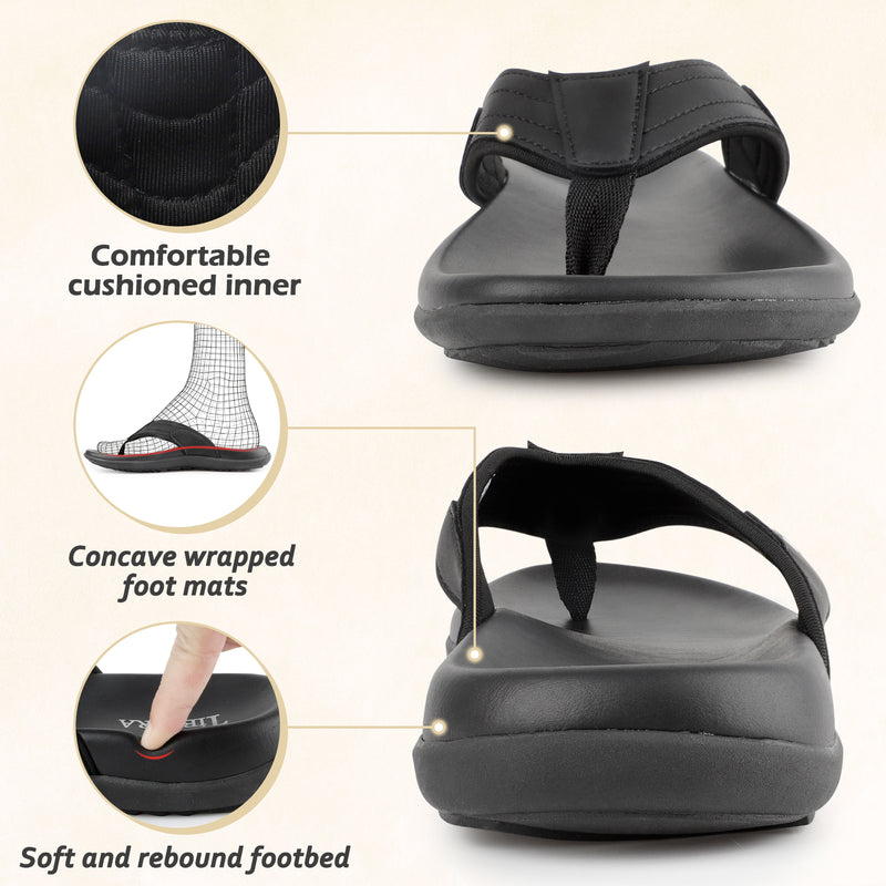 TIESTRA Herren Sport Flip Flops Strand Athletik gepolsterte Sommer Outdoor Komfort Thong Sandalen