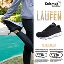Knixmax Extra Wide Lightweight Damen-Plattfuß-Laufschuhe Schwarze Sportschuhe mit breiten Zehenbox-Schuhen