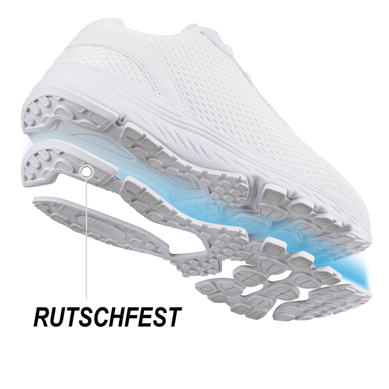 Knixmax Extra breite leichte Herren Laufschuhe für Plattfuß Weiße Sportschuhe mit Schuhen mit breiter Zehenbox
