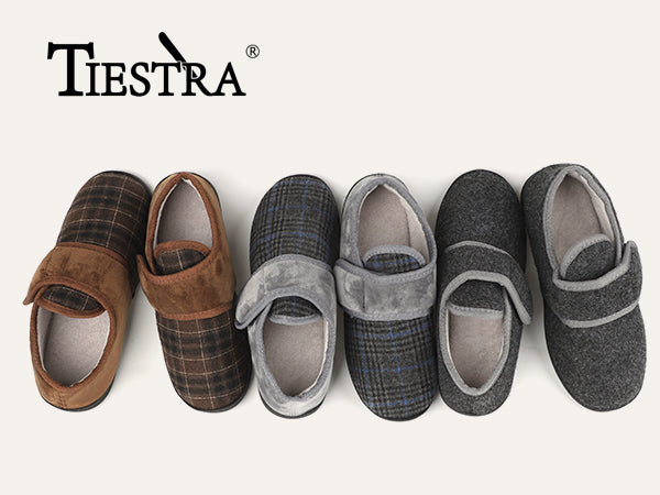 TIESTRA Herren Pantoffelstiefel Warme Flocking Pantoffeln Wide Fit Gemütliche Pelz Haus Schuhe Rutschschutz für Indoor & Outdoor