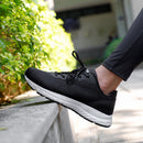 Knixmax Extra Wide Lightweight Herren-Plattfuß-Laufschuhe Schwarze Sportschuhe mit breiten Zehenbox-Schuhen