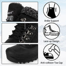 riemot Herren Schneestiefel Schwarz Wasserdicht Winterstiefel mit warmem Teddyfutter