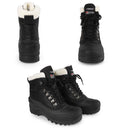 riemot Damen Schneestiefel Schwarz Wasserdicht Winterstiefel mit Kunstfell-Futter