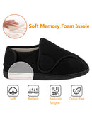 TIESTRA Hausschuhe Schwarz mit weiter &Ouml;ffnung und Memory-Foam-Sohle