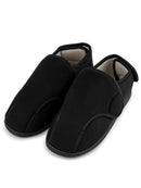 TIESTRA Hausschuhe Schwarz mit weiter &Ouml;ffnung und Memory-Foam-Sohle