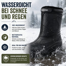 Knixmax Herren Schneestiefel Schwarz Wasserdicht mit Kunstfellfutter