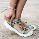 riemot Damen Open Toe Sport Sandalen Verstellbare rutschfeste Fußgewölbestütze Grün Schuhe