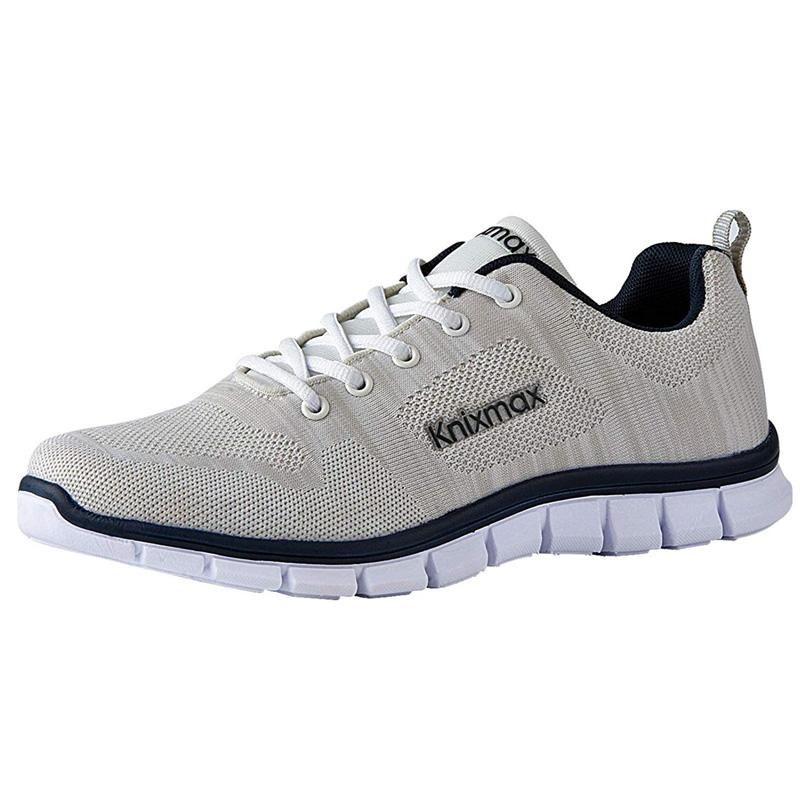Knixmax Men's Trainers, White, Lightweight, Running Gym Fitness Sports Walking Shoes - Knixmax