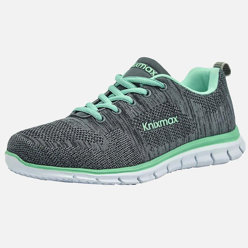 Knixmax Women's Knit Trainers, Grey Green, Lightweight, Running Gym Fitness Sports Walking Shoes - Knixmax