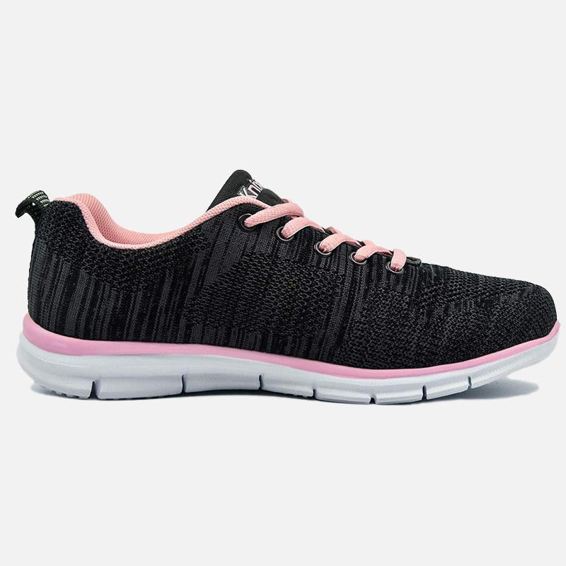 Knixmax Women's Knit Trainers,  Black Pink, Lightweight, Running Gym Fitness Sports Walking Shoes - Knixmax