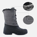 Knixmax Women's Snow Boots Grey Waterproof Sole Fur Lined Winter Boots - Knixmax