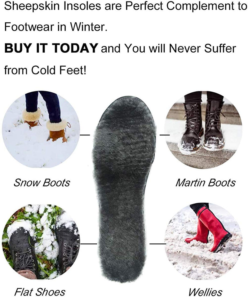 riemot Sheepskin Insoles for Men Women and Kids, White Normal, Super Thick Premium Lambswool Insoles for Wellies Slippers Boots - Knixmax