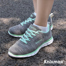 Knixmax Damen Strick-Sneaker, Grau Grün, Leicht, Laufen Gym Fitness Sport Wanderschuhe