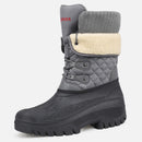 Knixmax Damen Schneestiefel grau mit warmer Fütterung, wasserdichtem Obermaterial und rutschfester Sohle Winterstiefel