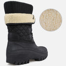 Knixmax Schwarze Damen Schneestiefel mit warmem Futter, wasserdichtem Obermaterial und rutschfester Sohle Winterstiefel
