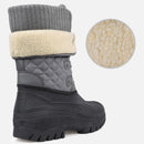 Knixmax Damen Schneestiefel grau mit warmer Fütterung, wasserdichtem Obermaterial und rutschfester Sohle Winterstiefel