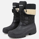Knixmax Schwarze Damen Schneestiefel mit warmem Futter, wasserdichtem Obermaterial und rutschfester Sohle Winterstiefel