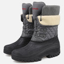 Knixmax Damen Schneestiefel grau mit warmer Fütterung, wasserdichtem Obermaterial und rutschfester Sohle Winterstiefel