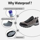 riemot Men's Waterproof Hiking Shoes Grey Black Lightweight Running Trainers - Knixmax