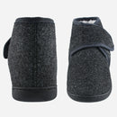 TIESTRA Warme Herren-Hausschuhe mit Klettverschluss für den Innenbereich, grauer Filz, rutschfest, breite Passform