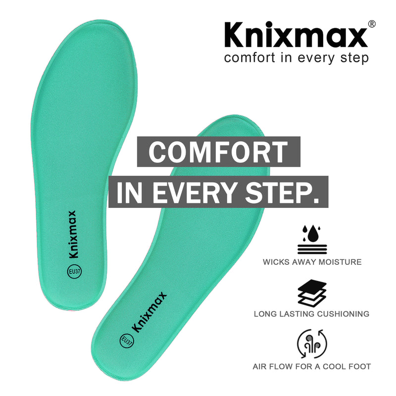 Knixmax Damen Memory Foam Einlegesohlen, Grün, für Sportschuhe & Sneaker