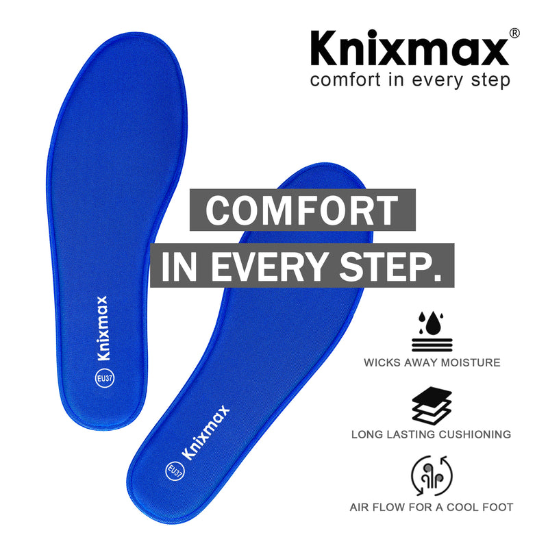 Knixmax Herren Memory Foam Einlegesohlen, Navy, für Sportschuhe & Turnschuhe